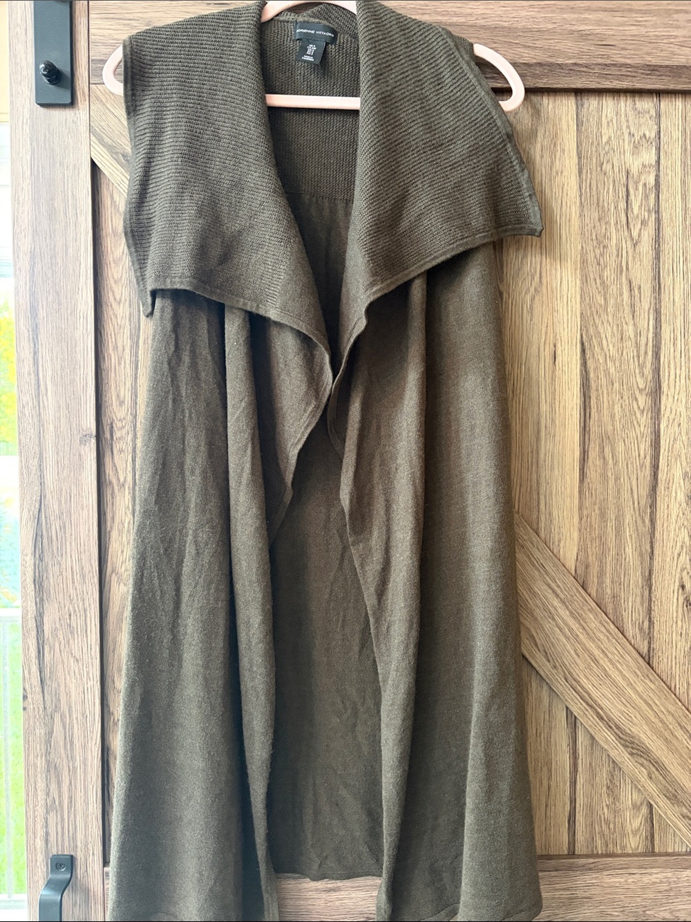Adrienne Vittadini Olive Green Wool Blend Draped Vest Size Small